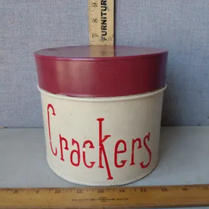 Vintage Metal Crackers Tin 7"X6.25"