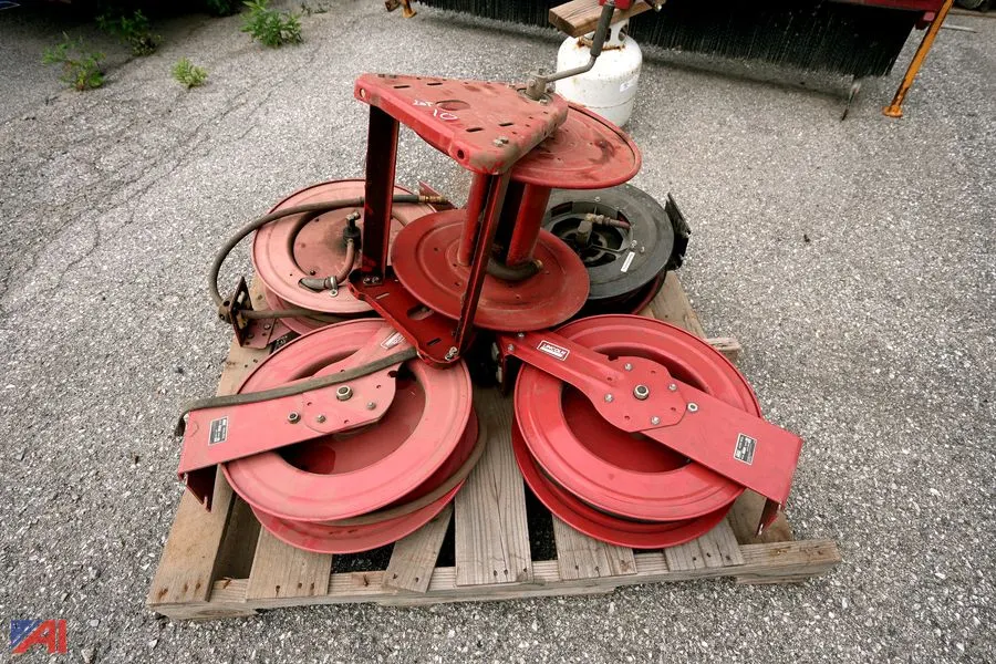 (5) Heavy-Duty Retractable Air Hose Reels on Skid