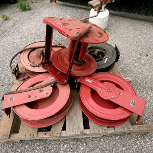 (5) Heavy-Duty Retractable Air Hose Reels on Skid