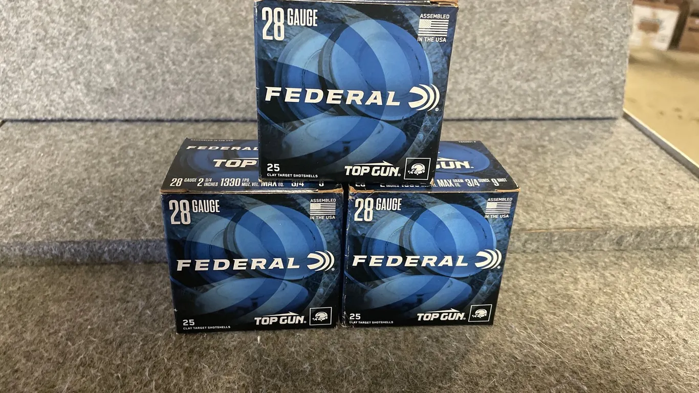 (75) Rds., Federal, 28 Ga. Top Gun Target Loads (Downing, WI)