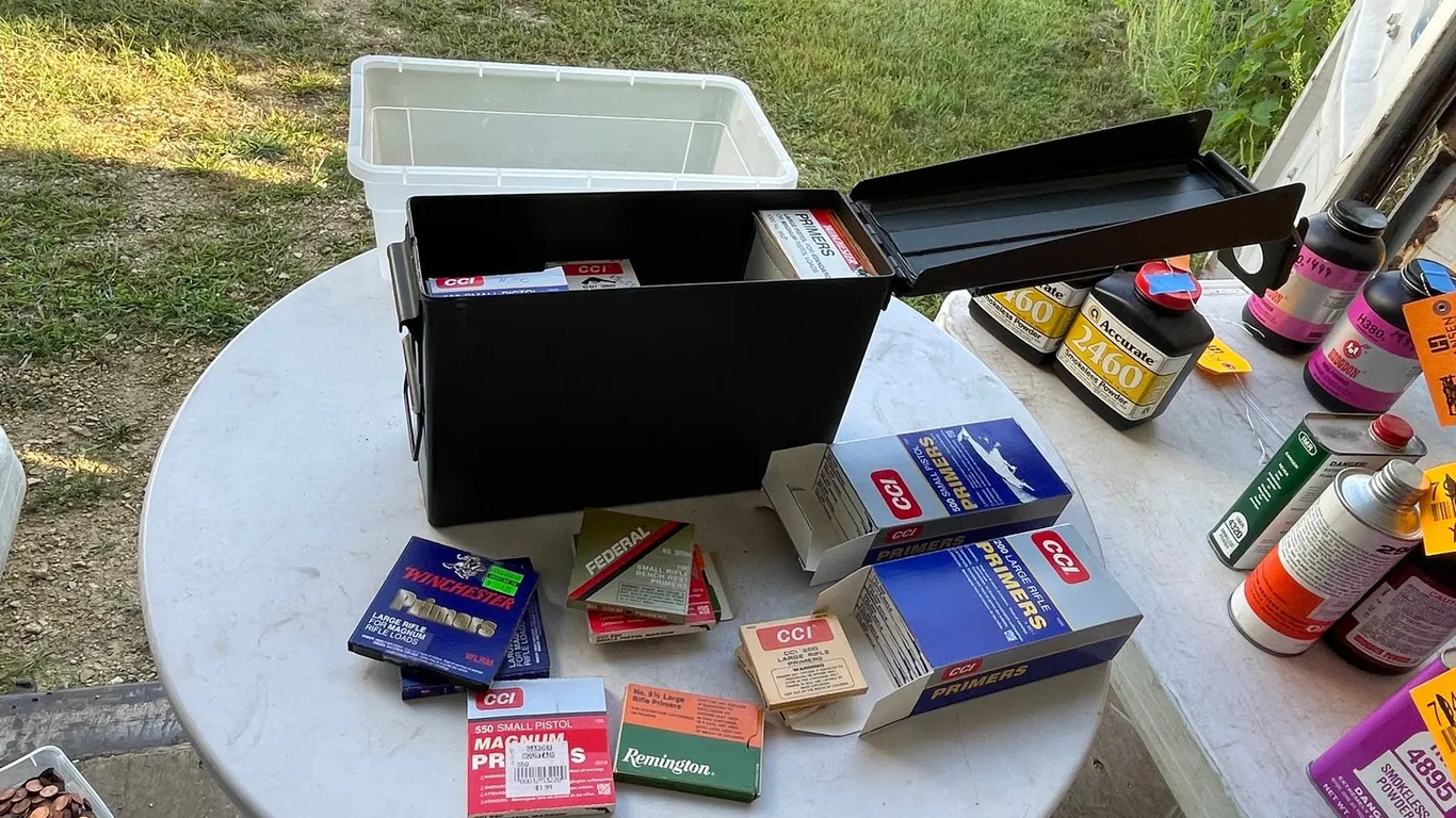 Metal Ammo Box of Various Primers (Arcadia, WI)