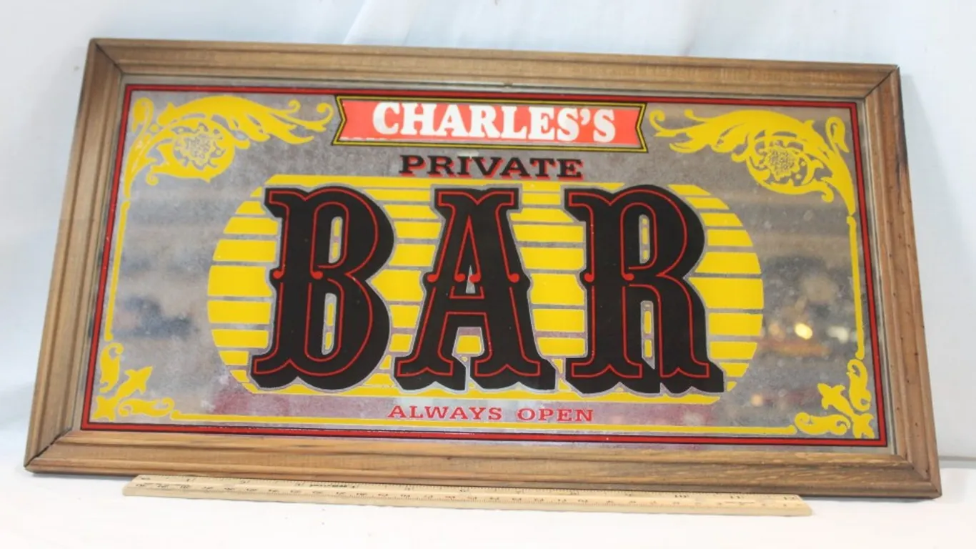 Charlie's Bar Mirror, Measures 17 x 9