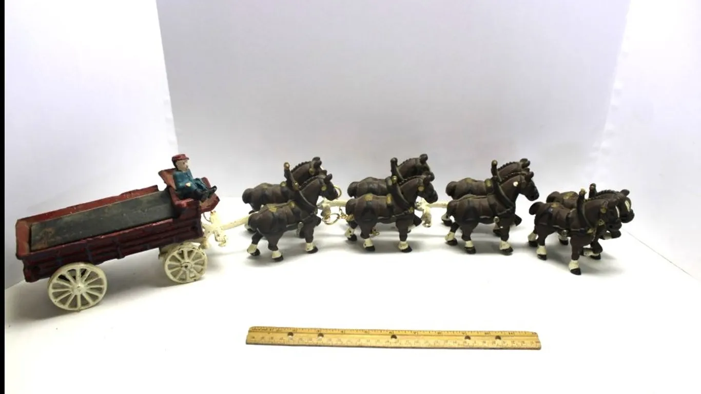 Cast Iron Horse Drawn Delivery Wagon