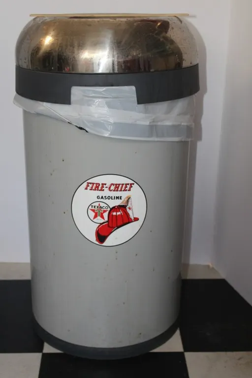 Texaco Fire Chief Themed Trash Can, 27 Inches Tall