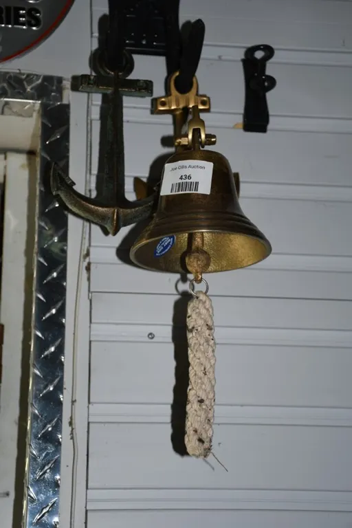 Brass Nautical Bell and Anchor Wall Plaque