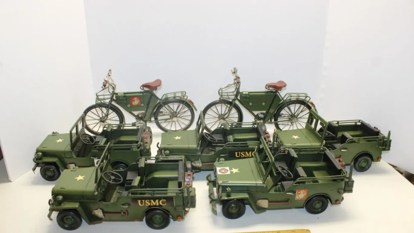 Tin Military Jeeps and Motorcycle Bikes