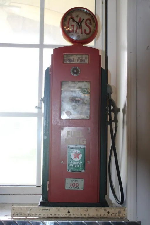 Wood Model Gas Pump Storage Cabinet Clock, 24 Inches Tall