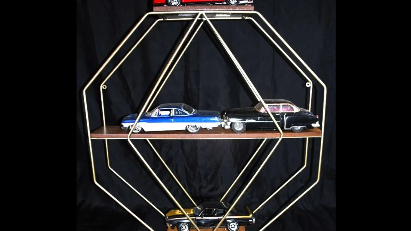 Display Shelf with 4 1:18 Scale Diecast Cars, Shelf Measures 26.5 x 6 x 27