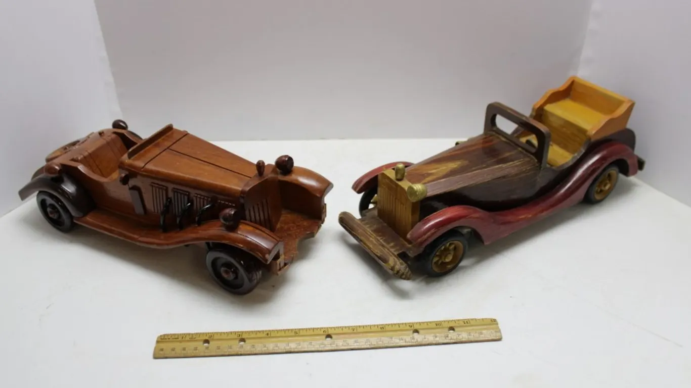 2 Wooden Model Cars