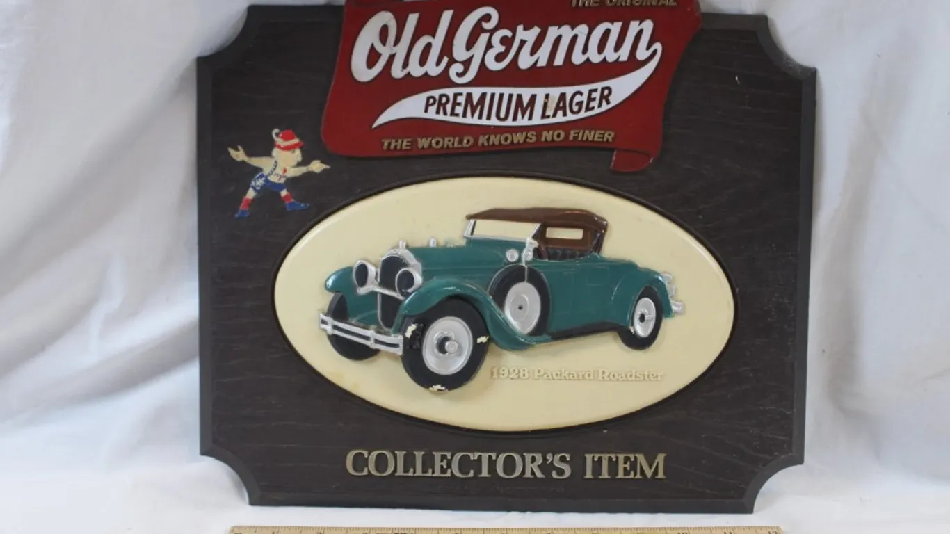 Old German Lager Plastic Advertising Sign Measures 14 x 12