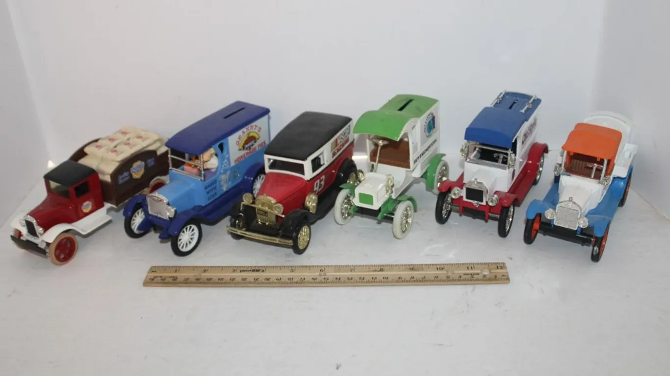 Coin Banks: ERTL 1931 Hawkeye, ERTL 1923 Delivery Van, and Other Non-ERTL Coin Banks (Six Pieces Total)