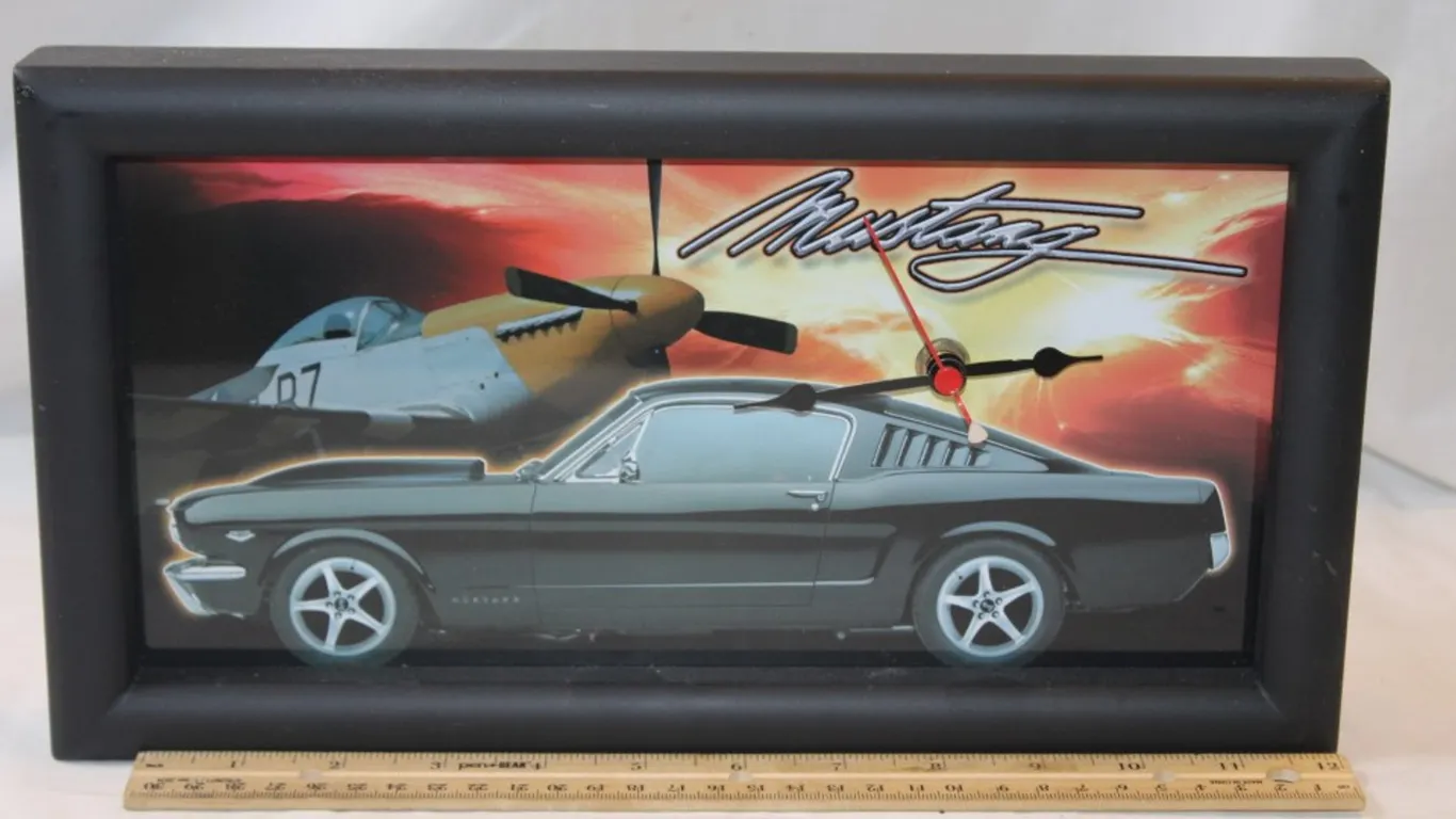 Mustang Wall Clock, Measures 13 x 7