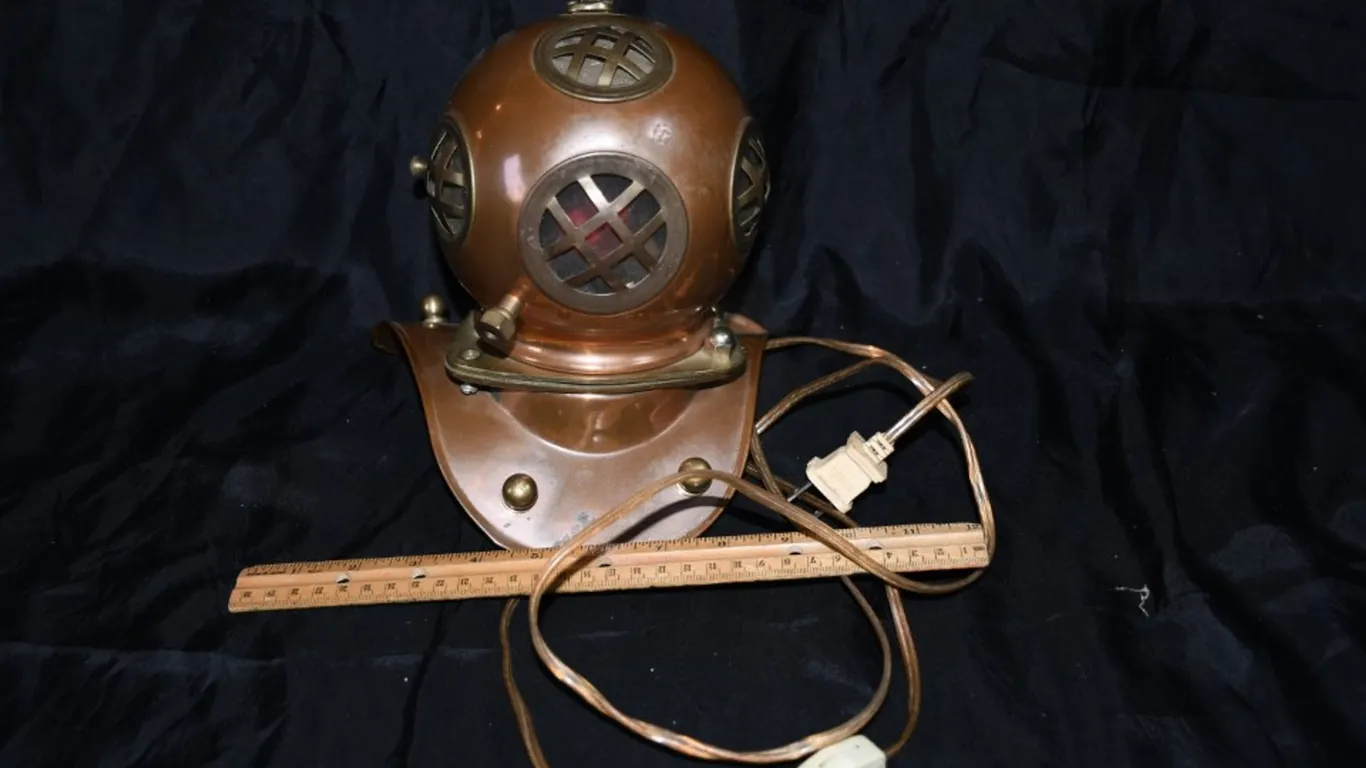 Copper and Brass Diving Helmet Lamp