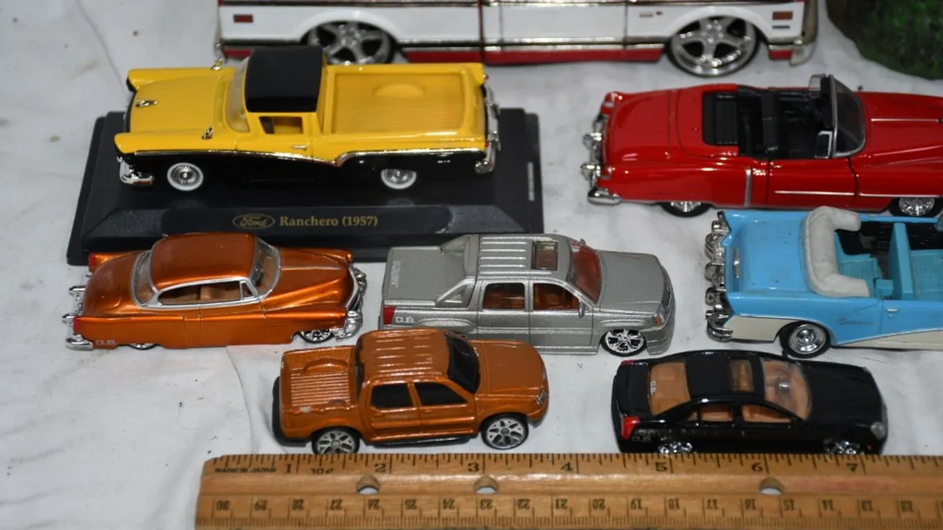 Diecast Cars of Various Size and a Resin Fire Truck