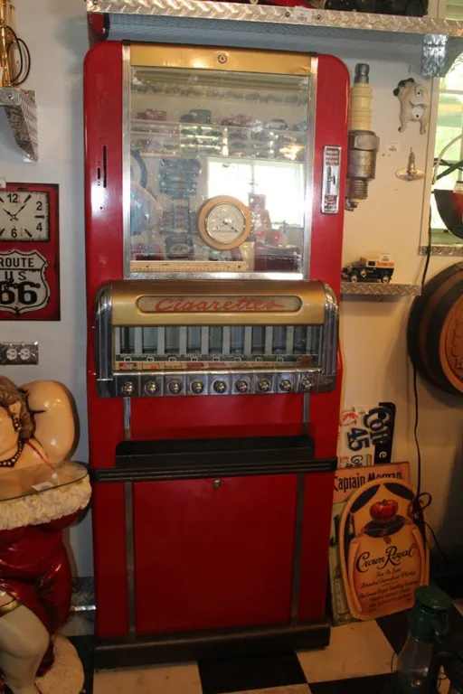 Vintage Cigarette Machine Measures 28 x 13 x 69 No Key Top Is Unlocked Bottom Is Locked Comfort Meter Is Double Stick Taped to the Mirror