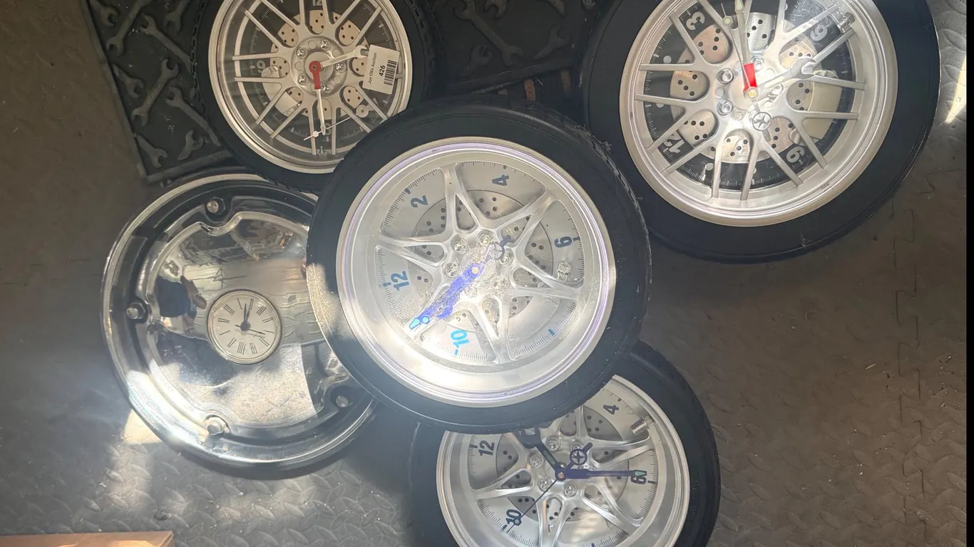 5 Wheel and Hubcap Wall Clocks