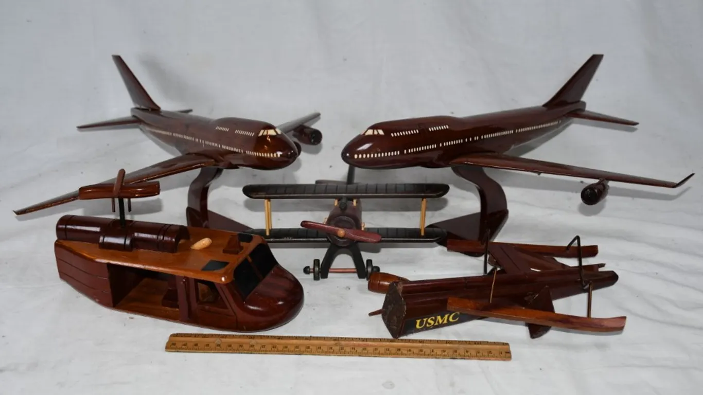 Wooden Airplanes and Helicopter, Helicopter Has Damage