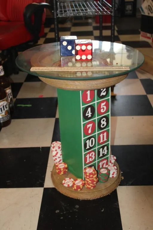 21 Inch Tall Vegas Style Side Table with Oversized Dice