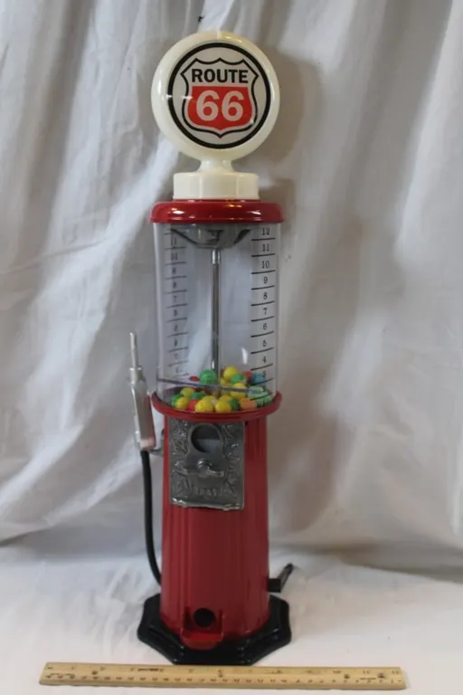 Route Sixty Six Model Gas Pump Gumball Machine 21.5 Inches Tall