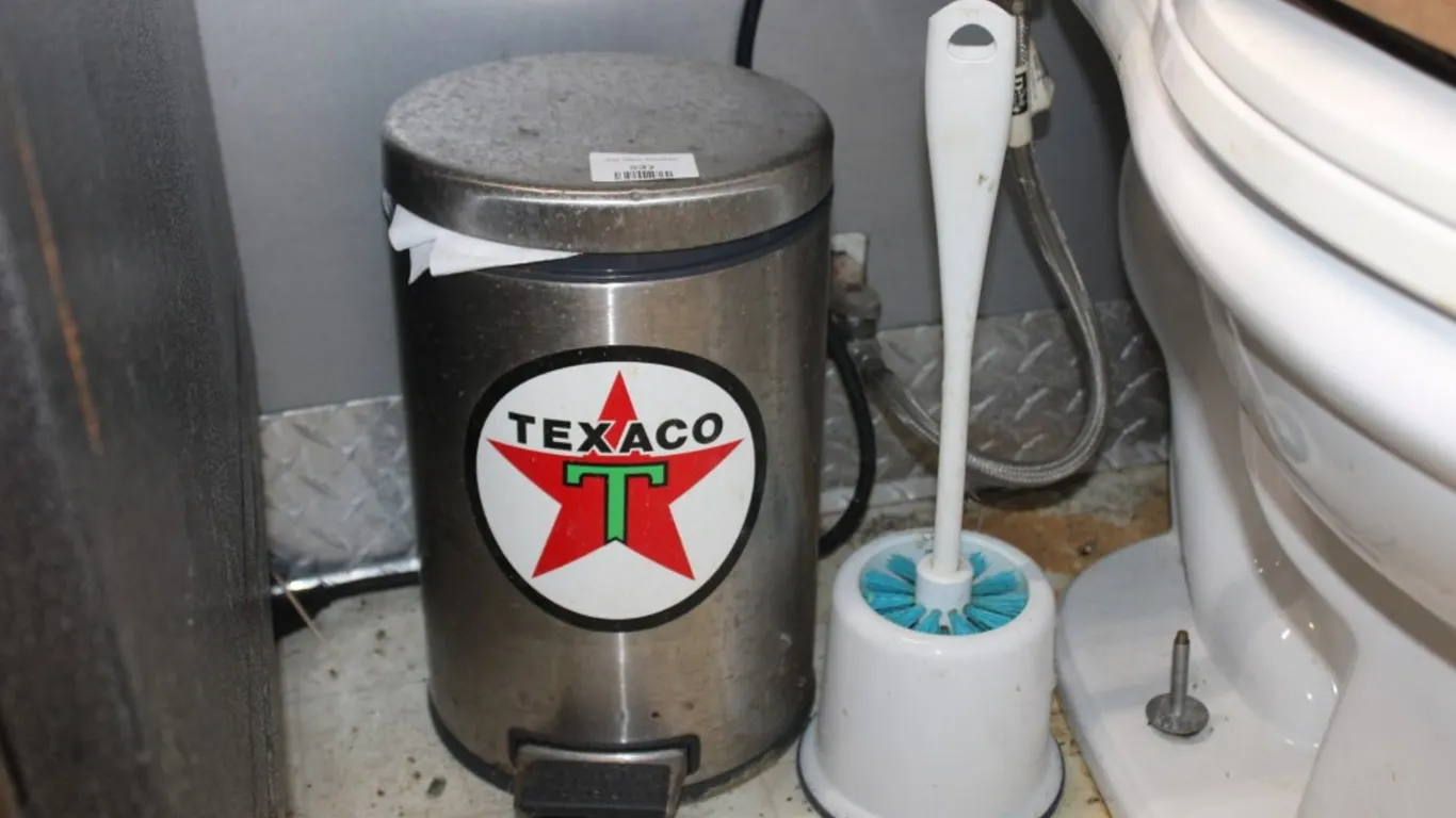Texaco Sticker Bathroom Trashcan