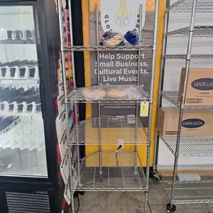 Wire 4-Tier Corner Shelf on Wheels, 27"x27"x77"