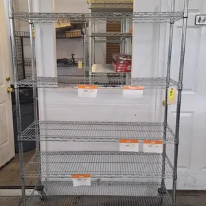 Wire 5-Tier Shelf on Wheels, 48"x18"x77"