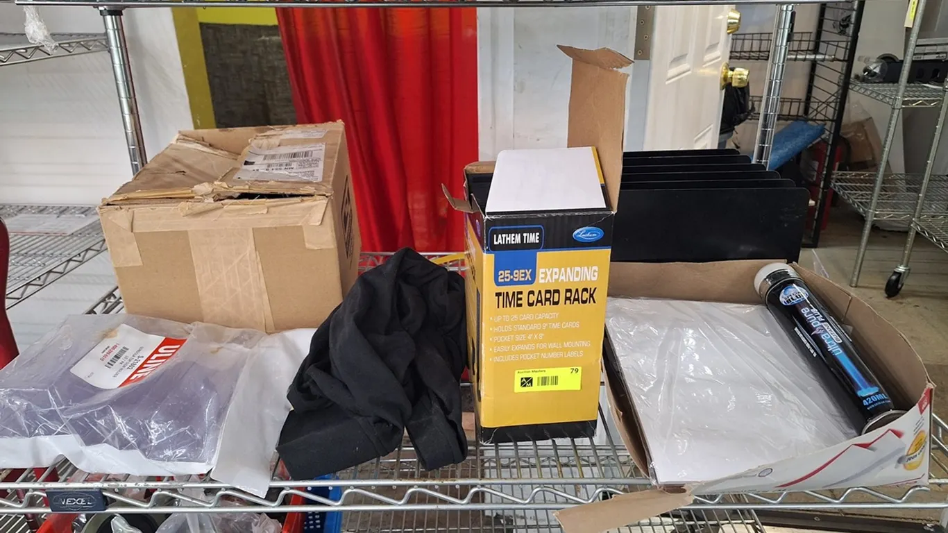 Assorted, Time Cards Rack, Plastic Spoons and More