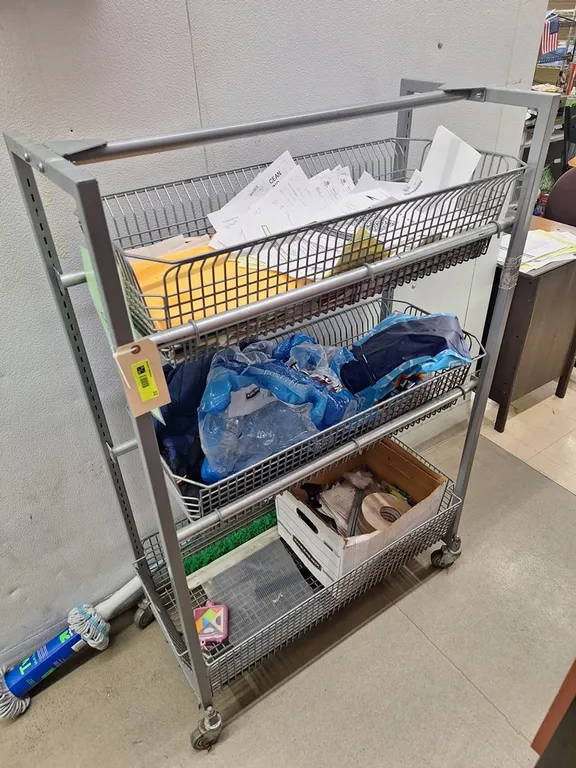 Metal Adjustable 3-Tier Shelf on Wheels, 36"x16"x55.5"