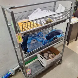 Metal Adjustable 3-Tier Shelf on Wheels, 36"x16"x55.5"