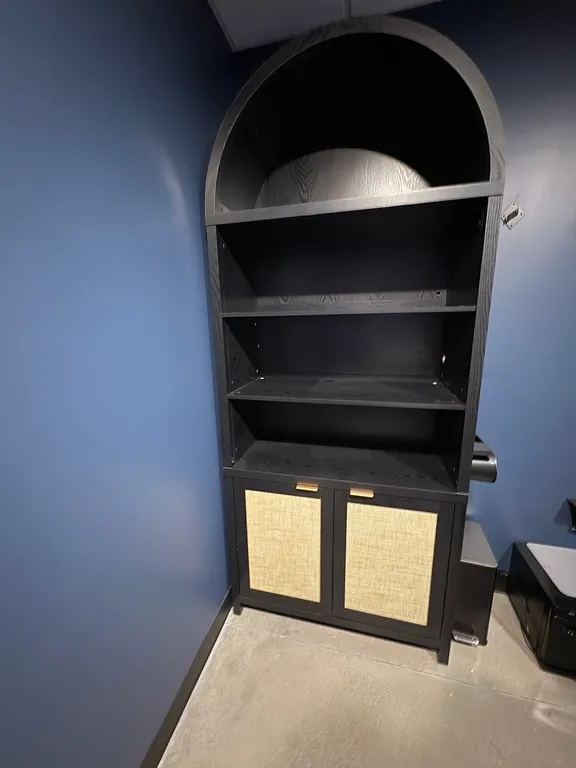 Black Boho Rattan Arched Bookcase
