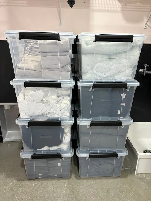 Large Totes of New Spa Linens
