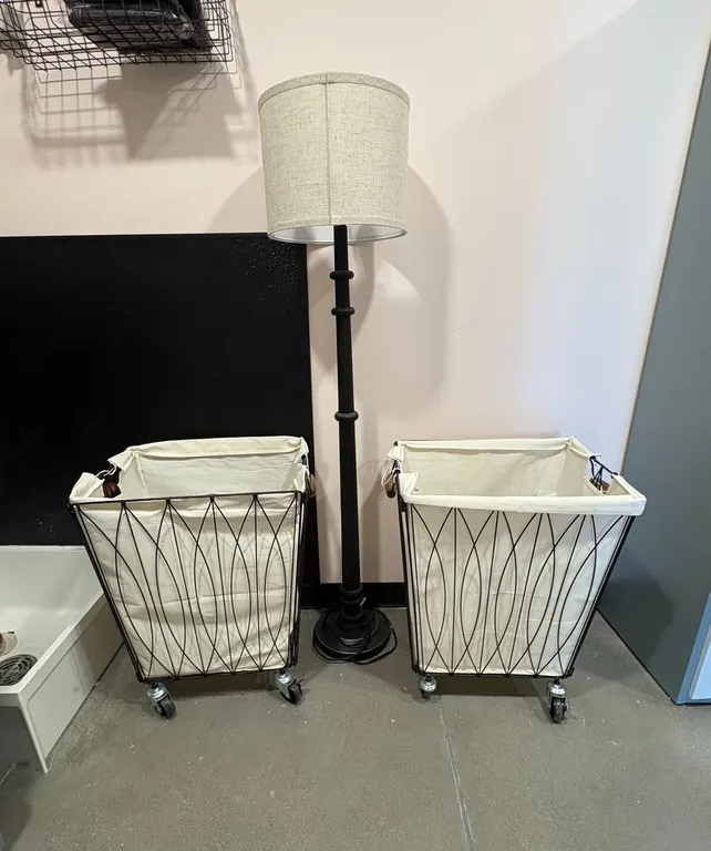 Artesa Verona Rolling Laundry Hamper Carts and Lamp