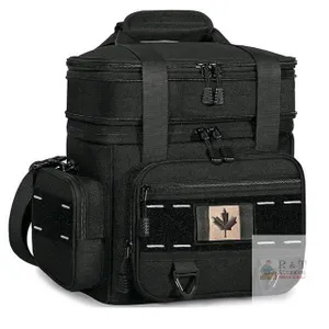 Expandable Tactical Insulated Lunch Bag, 16L Capacity, Black, Heavy-Duty 900D Oxford Fabric