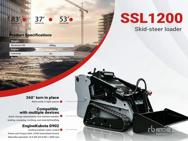 2026 SSL1200-GRAY Mini Kubota Diesel Compact Track Loader (Unused)