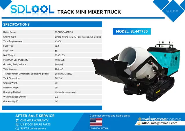 2026 SDLOOL SL-MT750 Track Mini Mixer Concrete Buggy (Unused)
