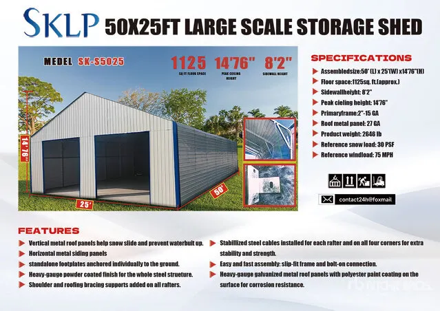 2026 SKLP SK-S4525 25 ft x 50 ft Large Scale Storage Building (Unused)