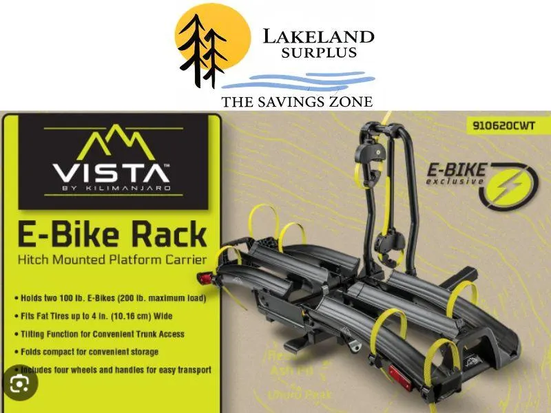 Vista by Kilimanjaro Hitch Mounted Platform-Style E-Bike Rack from Lakeland Surplus, Prince Albert (Retail Value $449)
