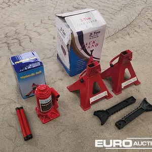 Unused 10 Ton Bottle Jack & 3 Ton Axle Stands (2 of) 