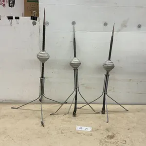 Vintage Early Streamer Emission Lightning Rods with Spherical Finials and Tripod Bases, Set of 3