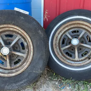 Two AMC 5-Spoke Styled Steel Rally Wheels with Center Caps, 1960s-1970s, Rims Only