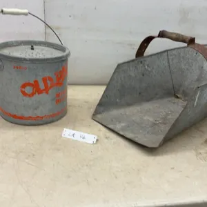 Old Pal Galvanized Minnow Bucket and Galvanized Grain Scoop