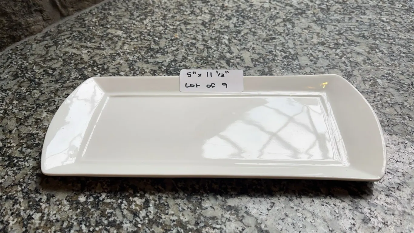 Lot of 9 - Rectangular White Dining Platters 5" x 11.5"