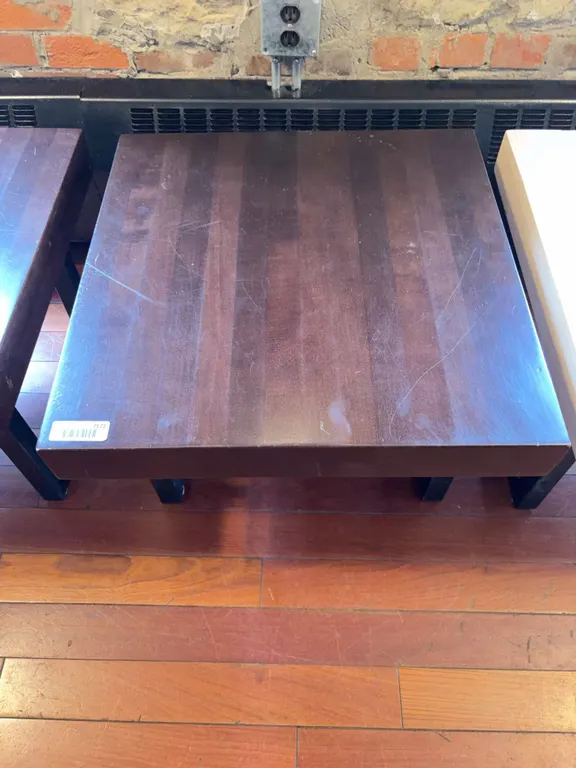 Dark Brown Wood Square Side Table 24"x24"x16.5"