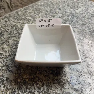 Lot of 5 - White Square Dining Bowls, 5" x 5"