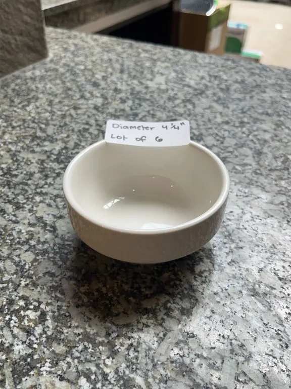 Lot of 6 - White Circular Dining Bowls, 4.25†Diameter