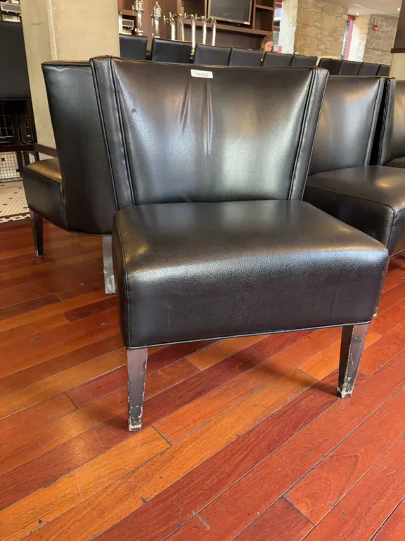 Black Faux Leather Lounge Chair, 18" High
