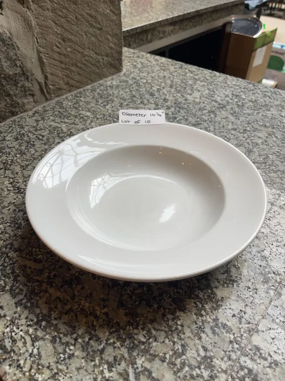 Lot of 10 - White Circular Dining Bowls, 10.25" Diameter