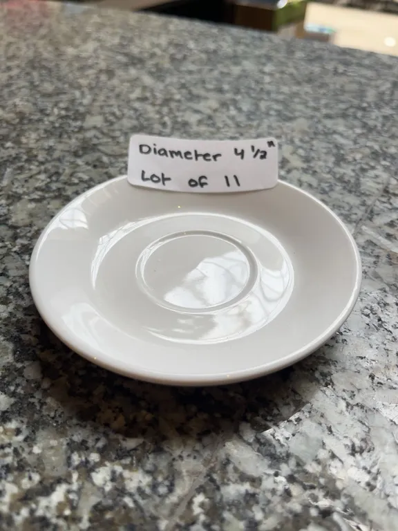 Lot of 11 - White Circular Dining Saucers, 4.5" Diameter