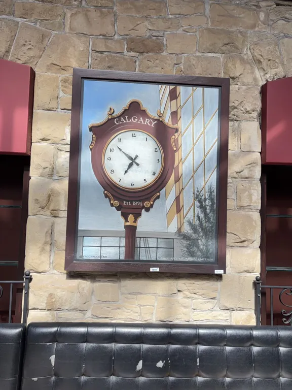 Custom Chalk Art by Shawn Smith 48" x 60" Calgary Clock Scene