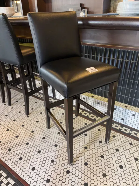 Elegant Black Faux Leather Bar Stool 30" High